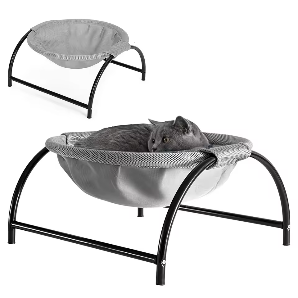 Cat Hammock Freestanding Wooden Frame Grey 45x42x23cm Cat Bed