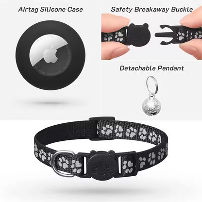 Cat collar for Apple AirTag, reflective with bell, adjustable