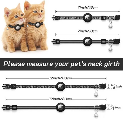 Cat collar for Apple AirTag, reflective with bell, adjustable