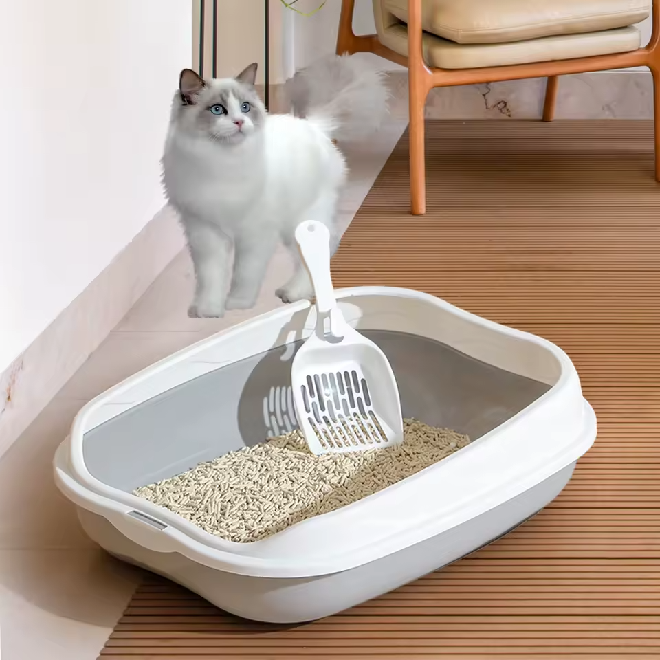Halfgesloten Kattenbak Grote Anti-Spat Katten Toilet met Hoge Randen