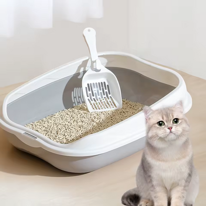 Halfgesloten Kattenbak Grote Anti-Spat Katten Toilet met Hoge Randen