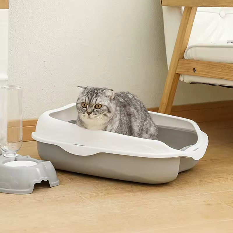 Halfgesloten Kattenbak Grote Anti-Spat Katten Toilet met Hoge Randen